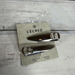CeCred Silver Metal Hair Clips — Set of 2